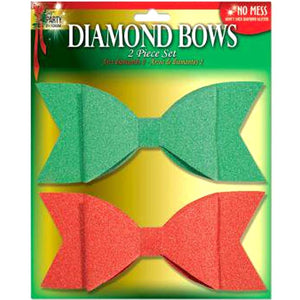 Diamond Bows Red and Green, 2pc