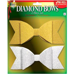 Diamond Bows Silver and Gold, 2pc