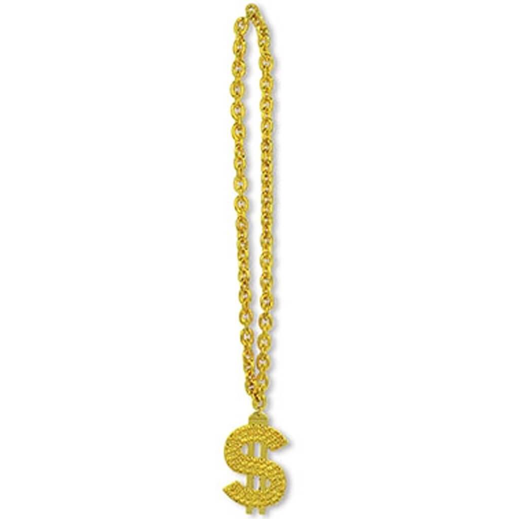 Gold Chain Beads w/ &quot;$&quot; Medallion