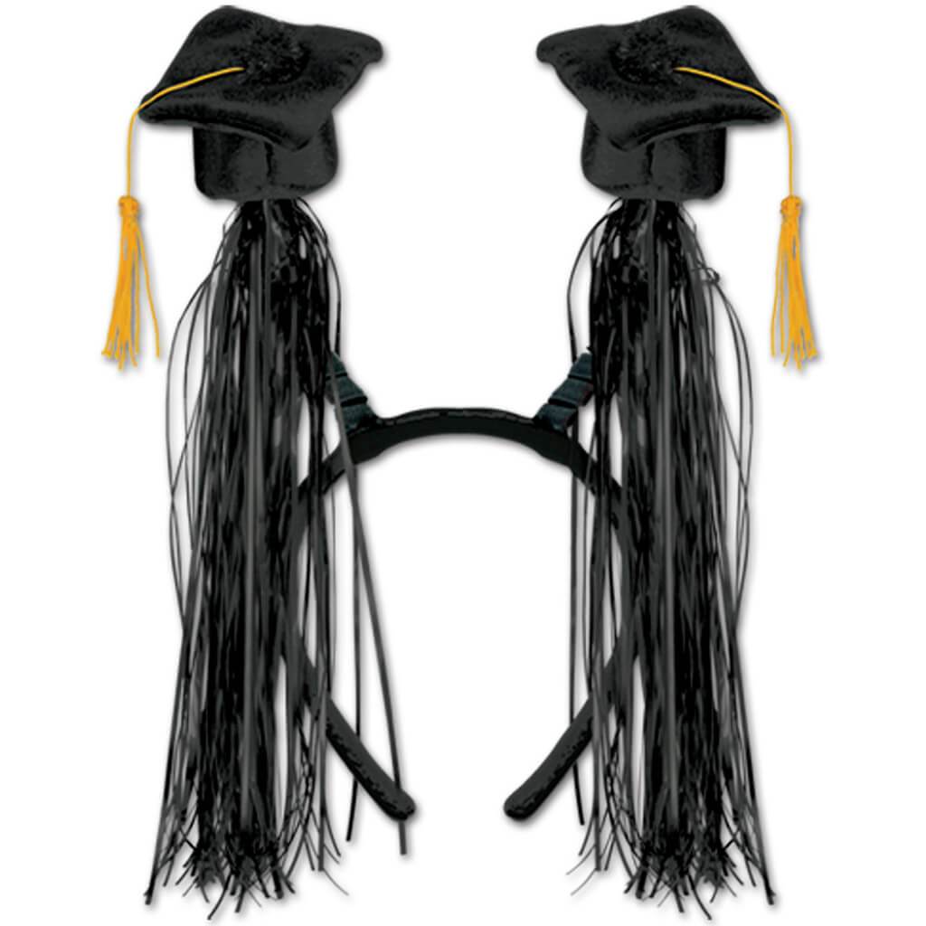 Black Grad Cap w/ Fringe Boppers