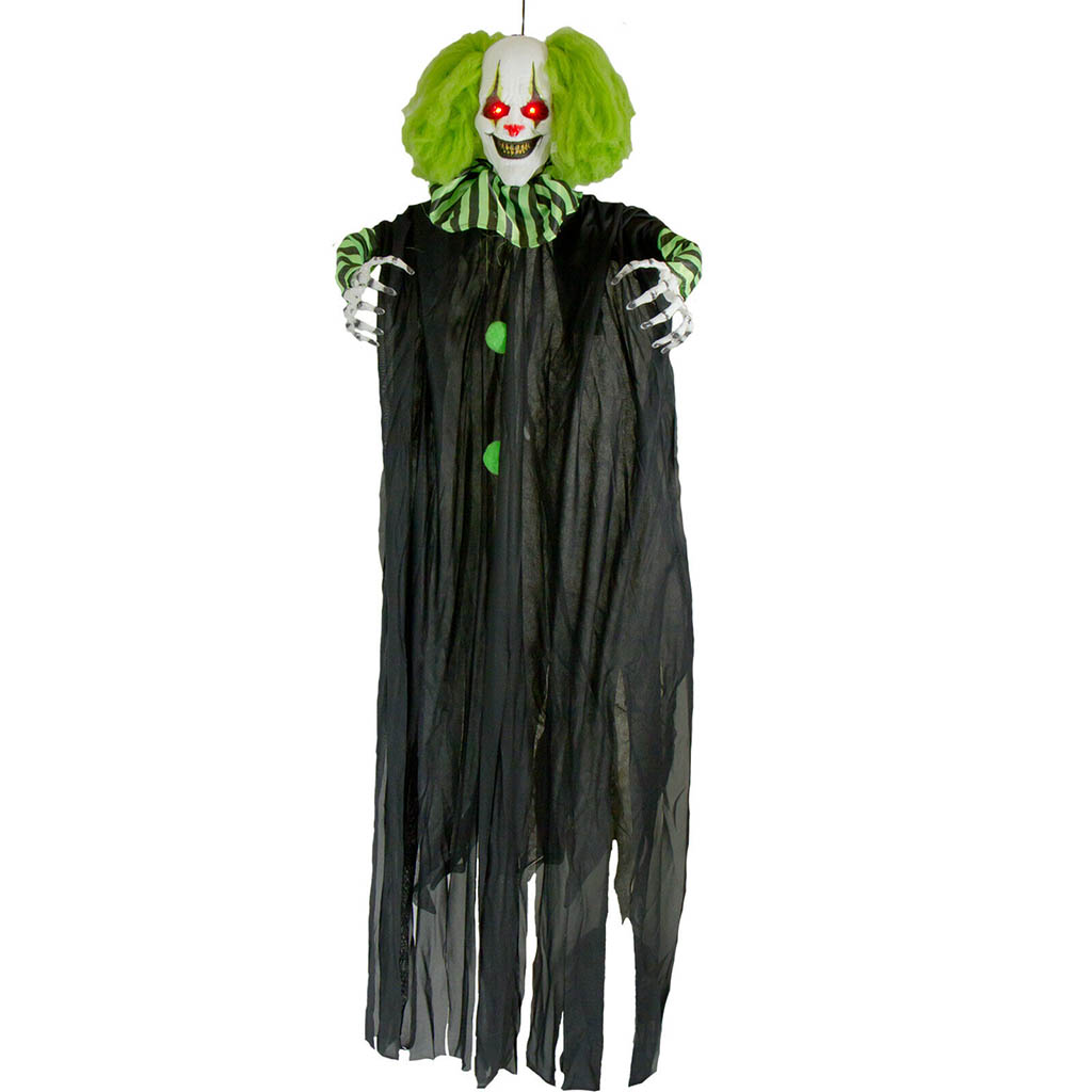 Creepy Clown Light Up Hanging Prop Green