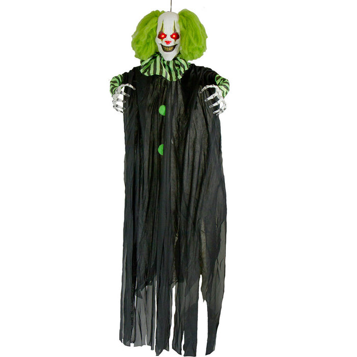 Creepy Clown Light Up Hanging Prop Green