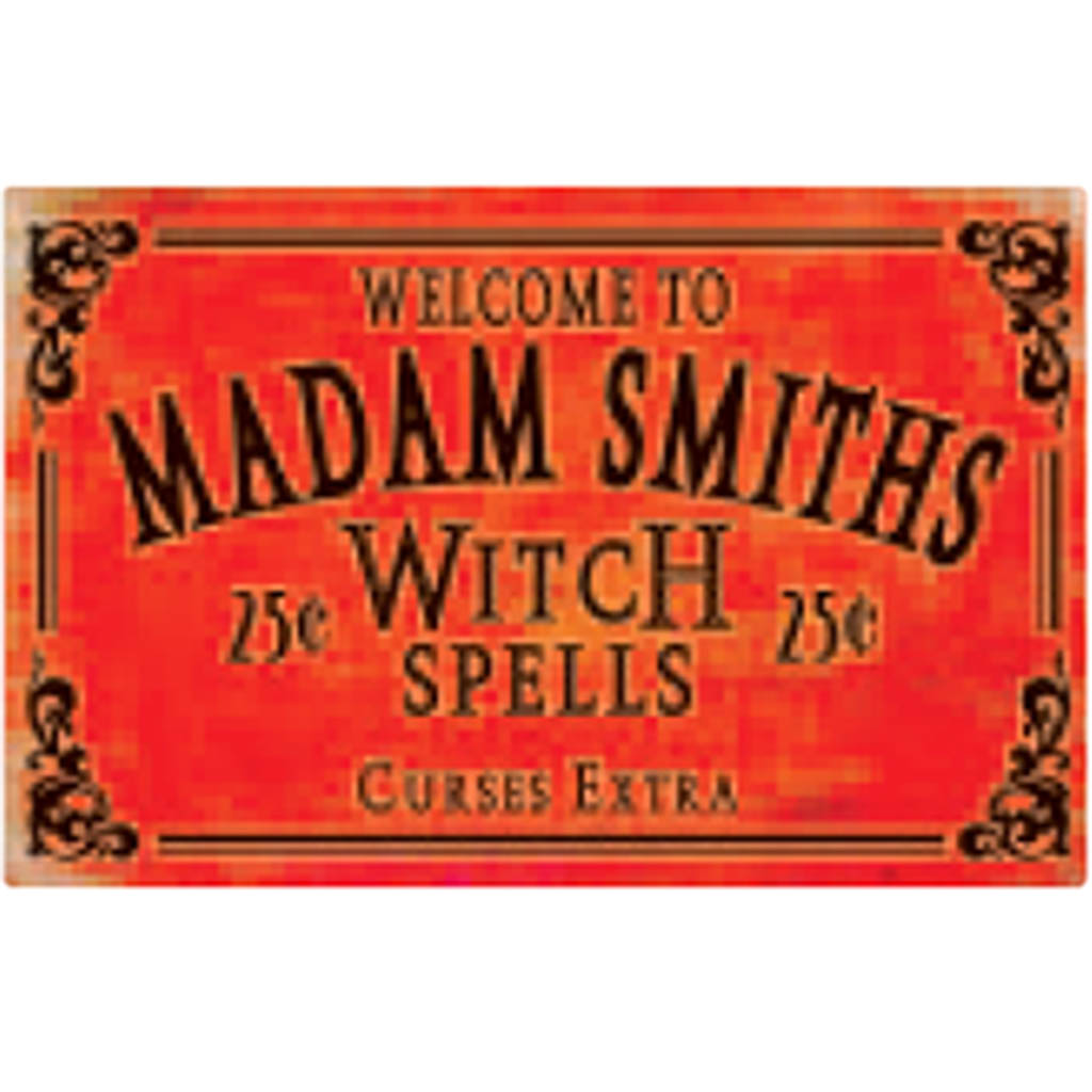 Metal Sign Witches Red Madam Smith, 17in