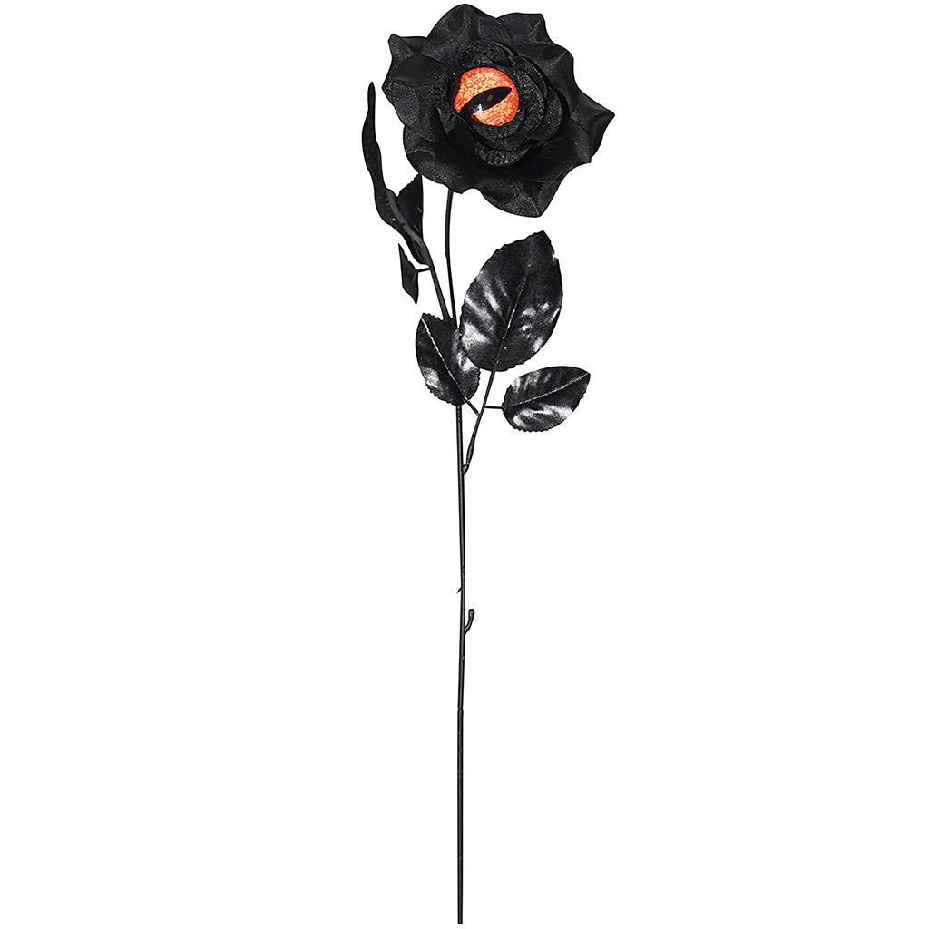 Black Rose with Cat Eye, Orange, 17in