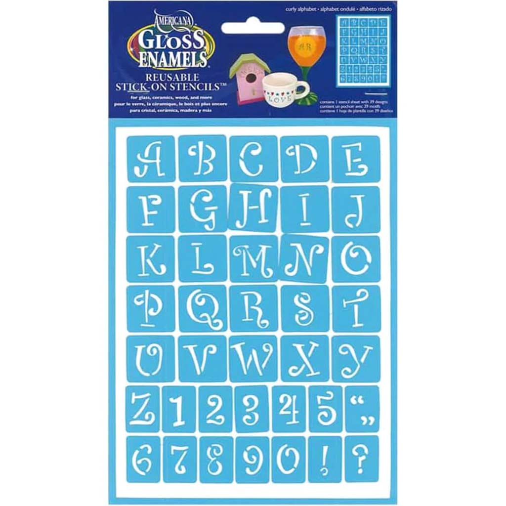 Gloss Enamels Self-Adhesive Curly Alphabet 6X8