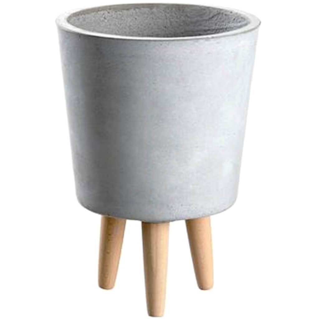 Cement Planter with Stand, 14in H X 10in D