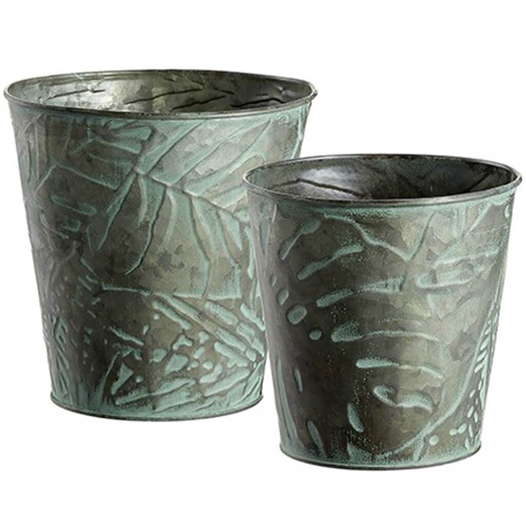 Leaf Planter Buckets Set of 2, 6in D and 7.5in D