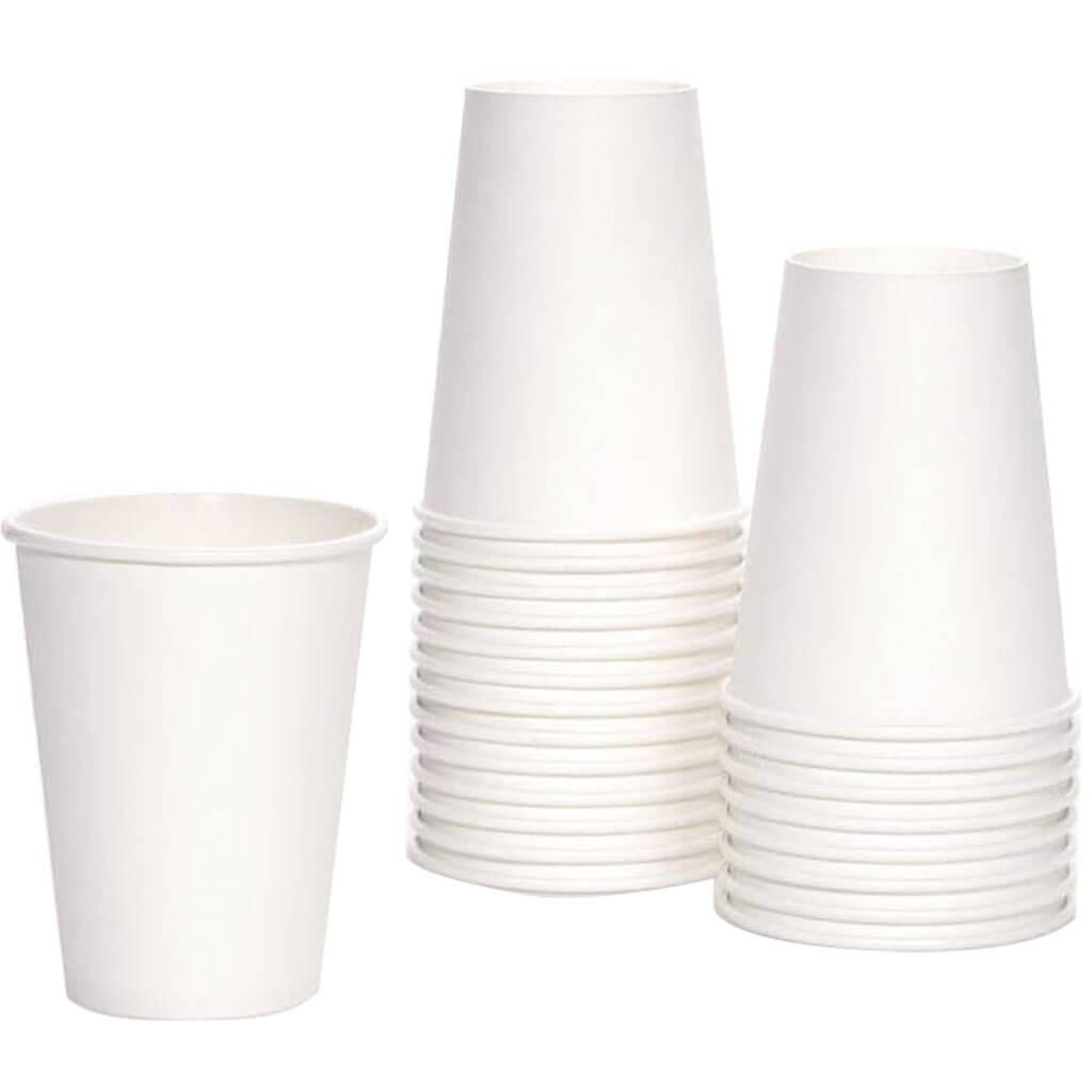 Paper Cups Hot Cold White 12oz, 50ct