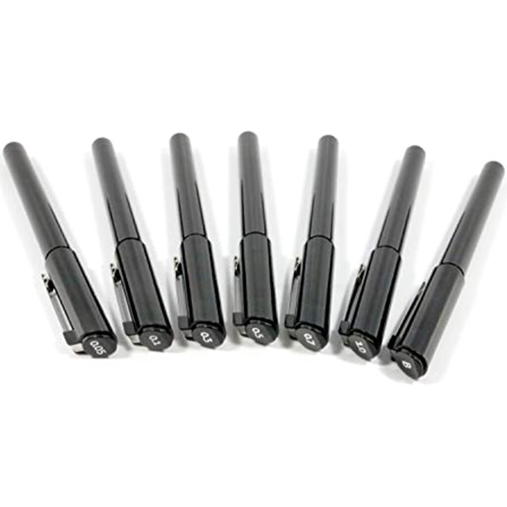 Graphic Fine Line Black Marker Set of 7