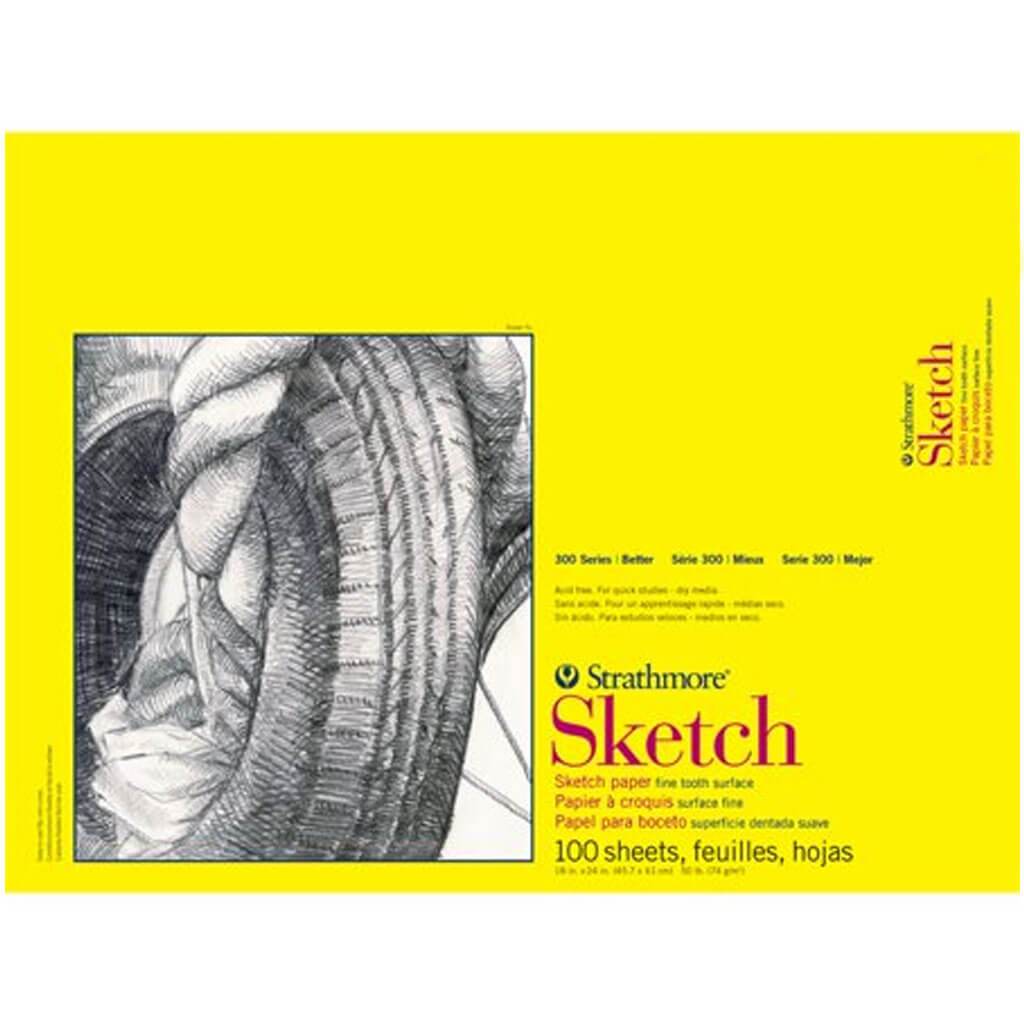 Sketch Paper Pads 300 Series Tape-Bound 18in x 24in