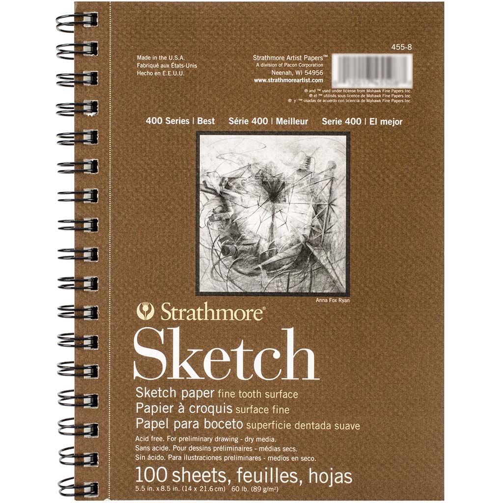 Strathmore 400 Series Sketch Pad 5.5in x 8.5in Spiral Bound 100 Sheets