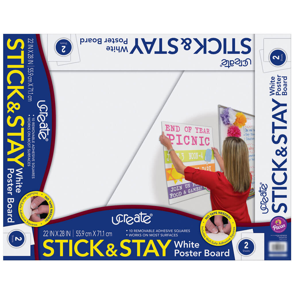 Stick &amp; Stay Poster Board 2ct 22in x 28in