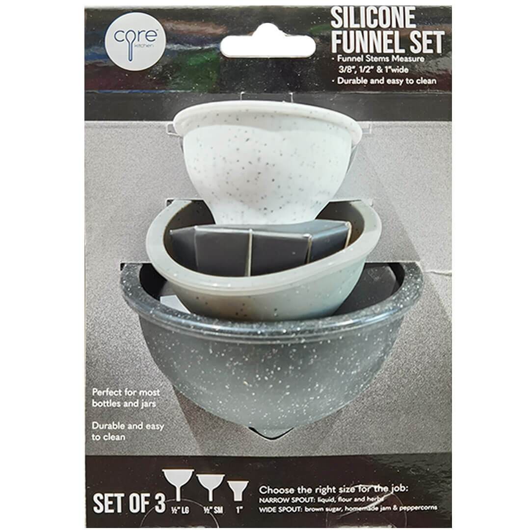 Silicone Funnels Granite, 3pc White Gray Black