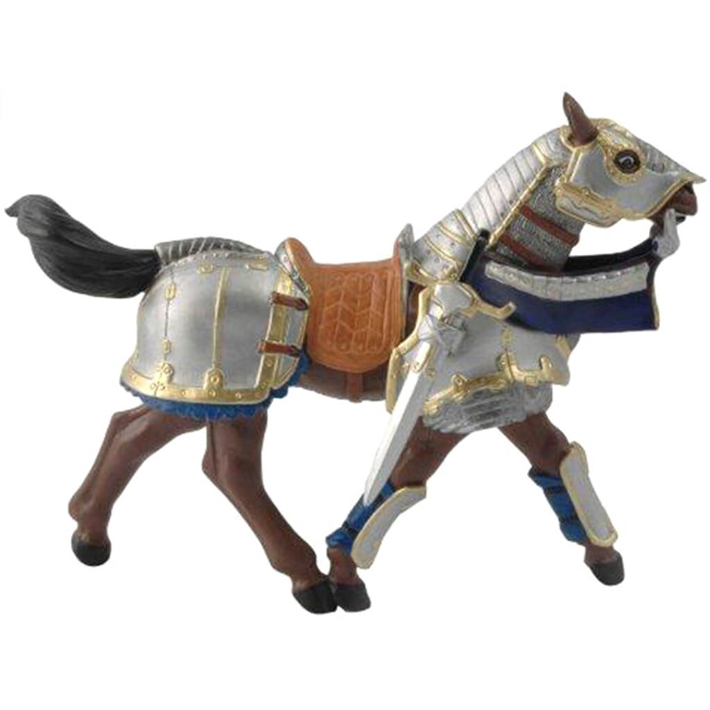 Armored Horse Blue Figurine