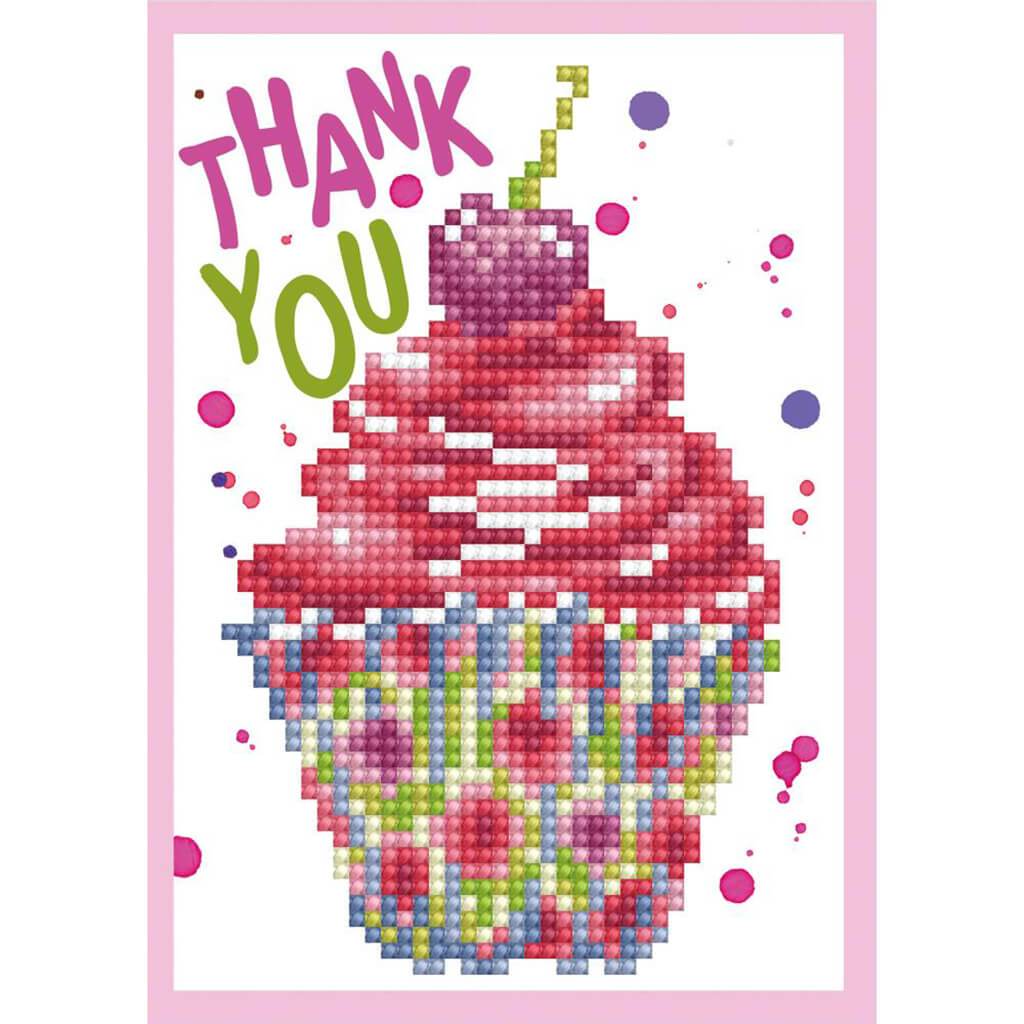 Diamond Embroidery Facet Art Greeting Card Kit Cupcake Thank You