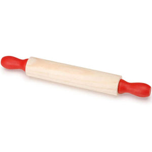 Wood Rolling Pin with Red Handle