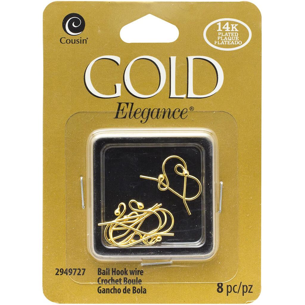 Ball Hook Earwires Gold Plated 8pc