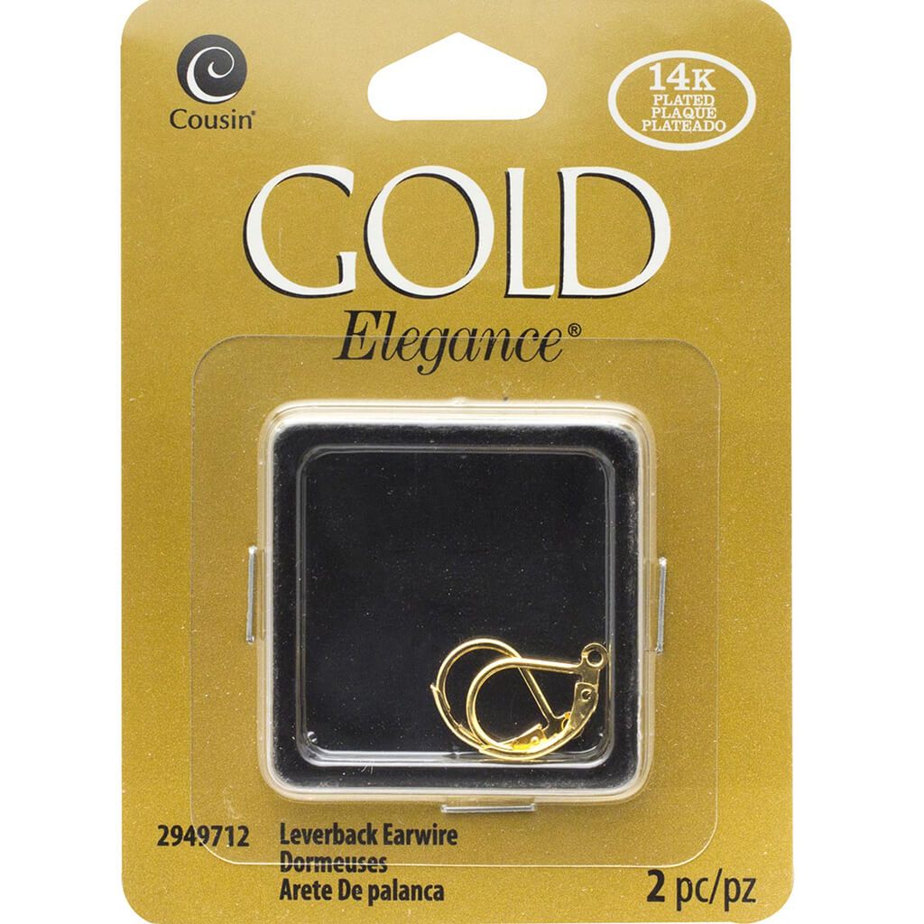 Lever Back Earring Base Gold Plated 2pc