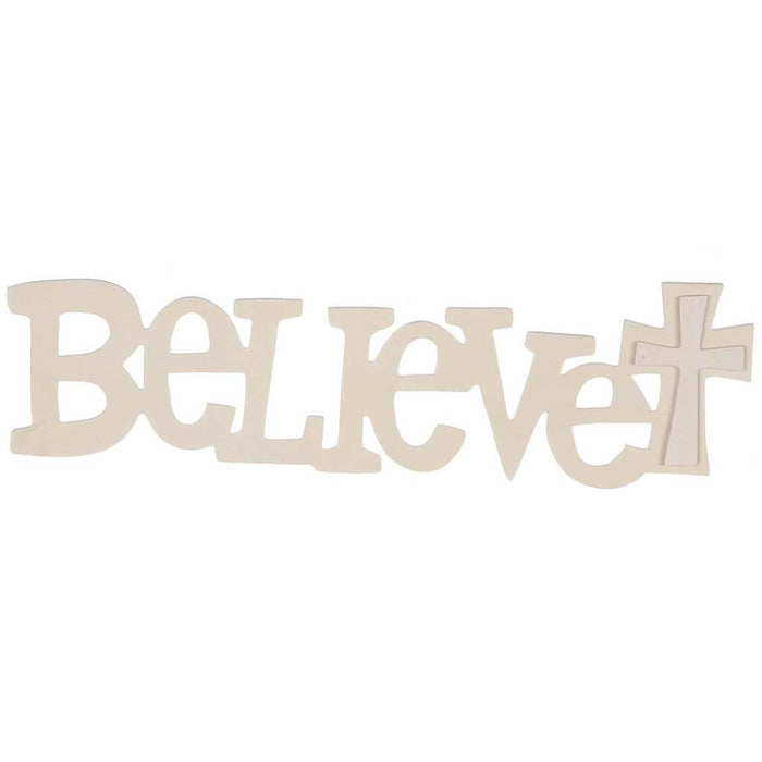 Unfinished Wood Sign Word Believe