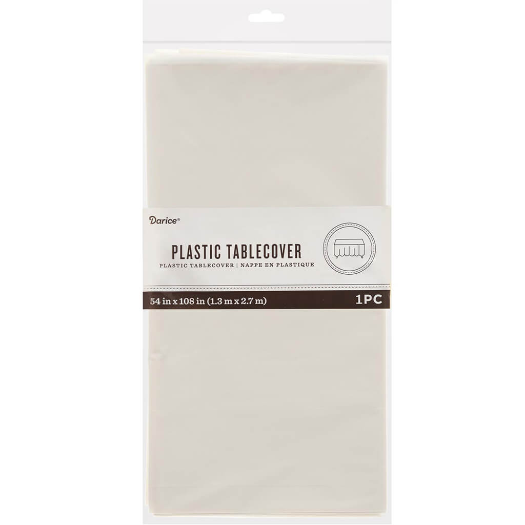 Rectangle Plastic Tablecover Ivory  54in X 108in