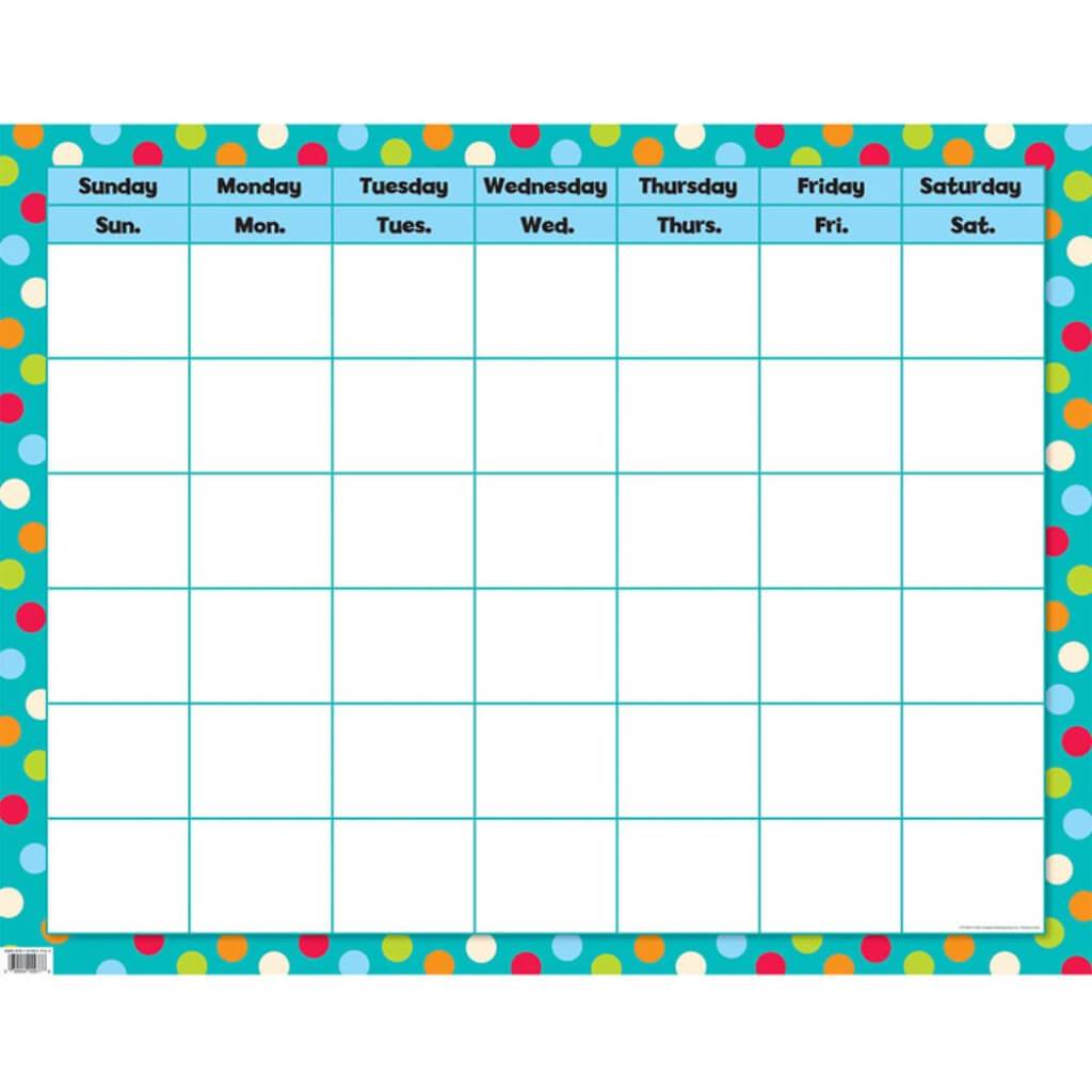 Dots on Turquoise Calendar Poster Chart