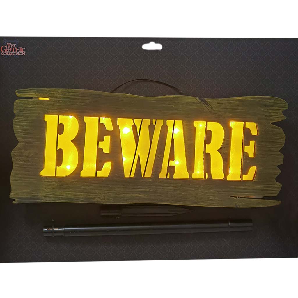 Hanging Lightup Plaque-Beware