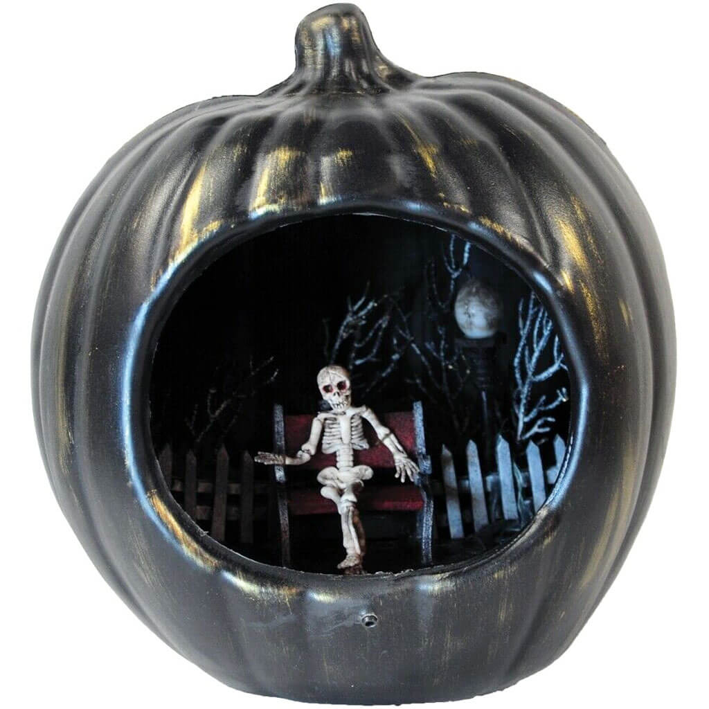 Haunted Scene in Pumpkin, 9in