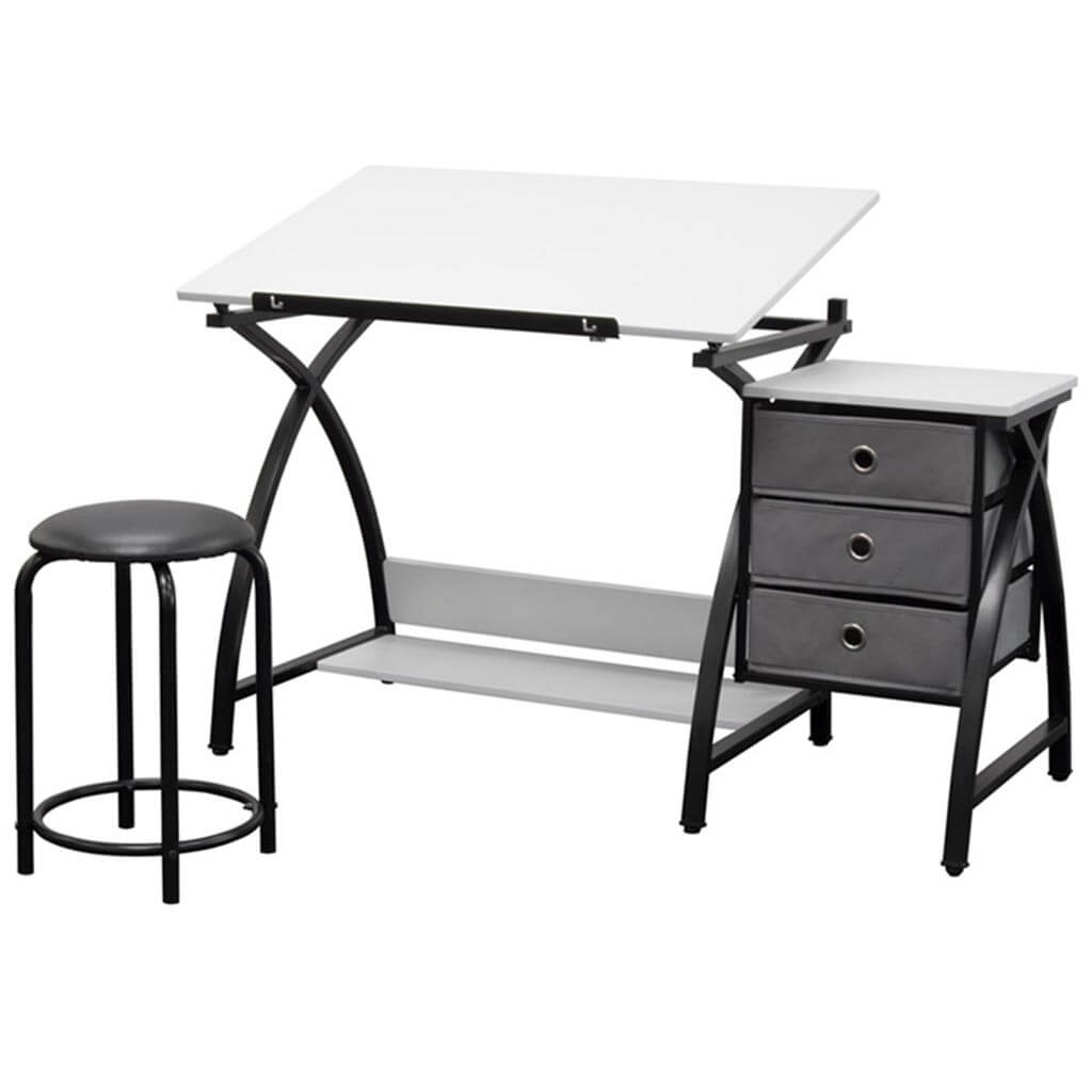 Studio Designs Comet Center Black and White Table and Stool