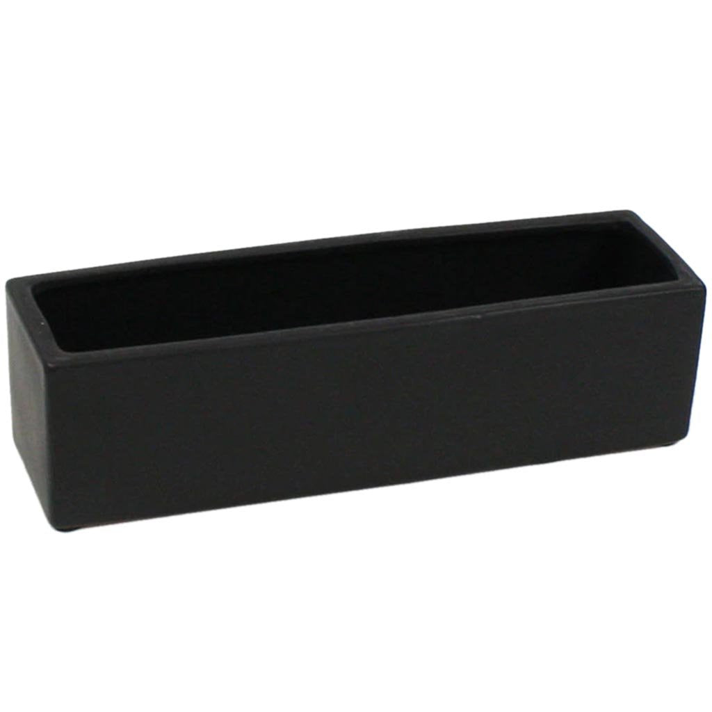 Black Long Flat Rectangle Vase, H4in X L4in X W14in