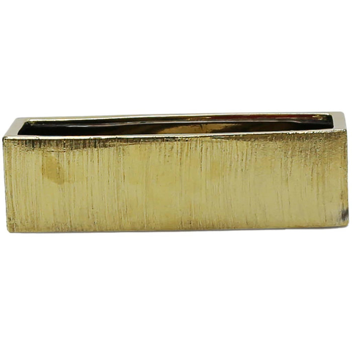 Gold Long Flat Rectangle Vase, H4in X L4in X W14in