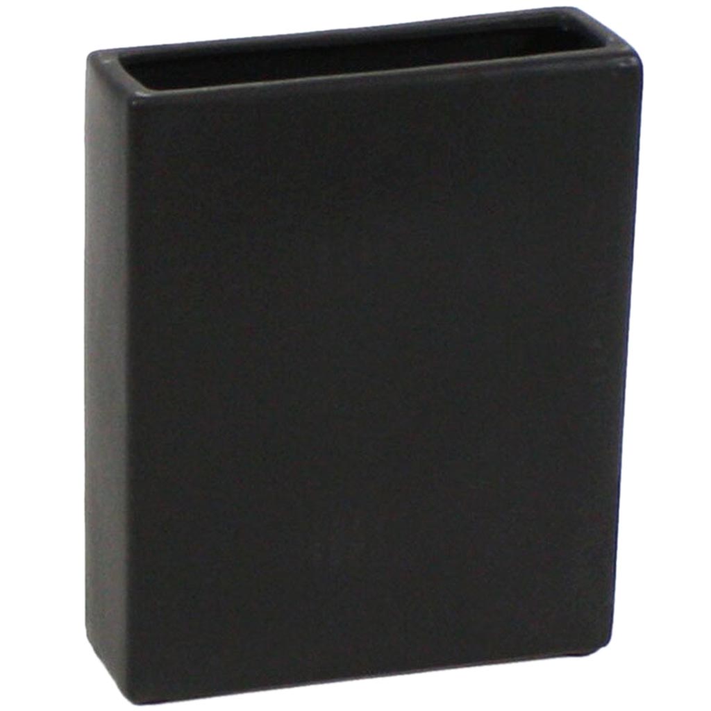 Black Tall Flat Rectangle Vase, H10in X L2.5in X W8in