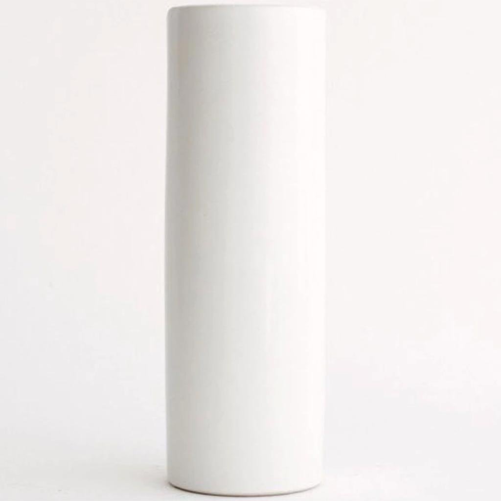 White Cylinder Ceramic Vase, H12in X L5in X W5in