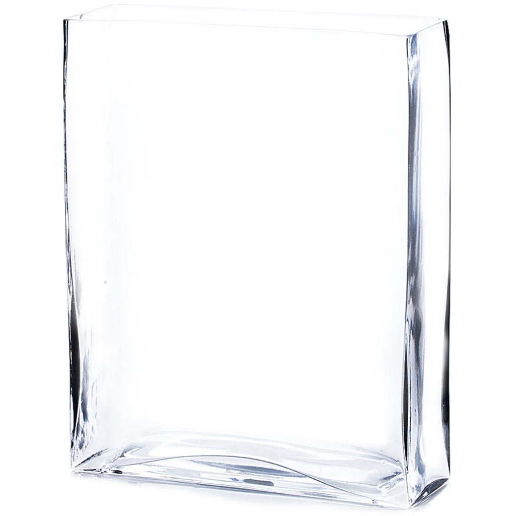 Clear Rectangle Block Vase, H12in X L2in X W6in