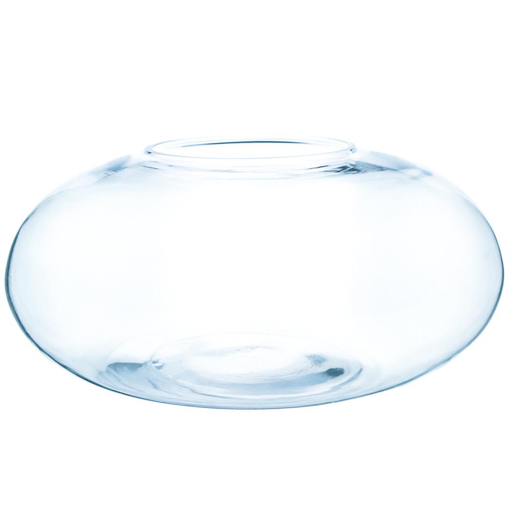 Clear Flat Oval Bowl Vase, H7.5in X L15in X W15in