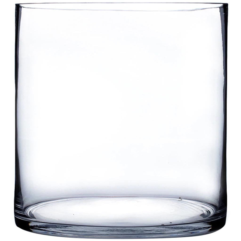 Clear Cylinder Glass Vase, 12in x 12in