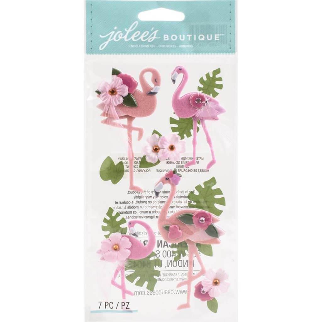 Themed Embellishments 7/pkg Flamingo