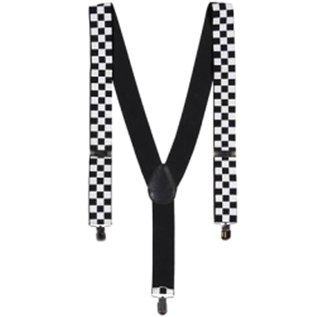 Black &amp; White Checkered Suspenders