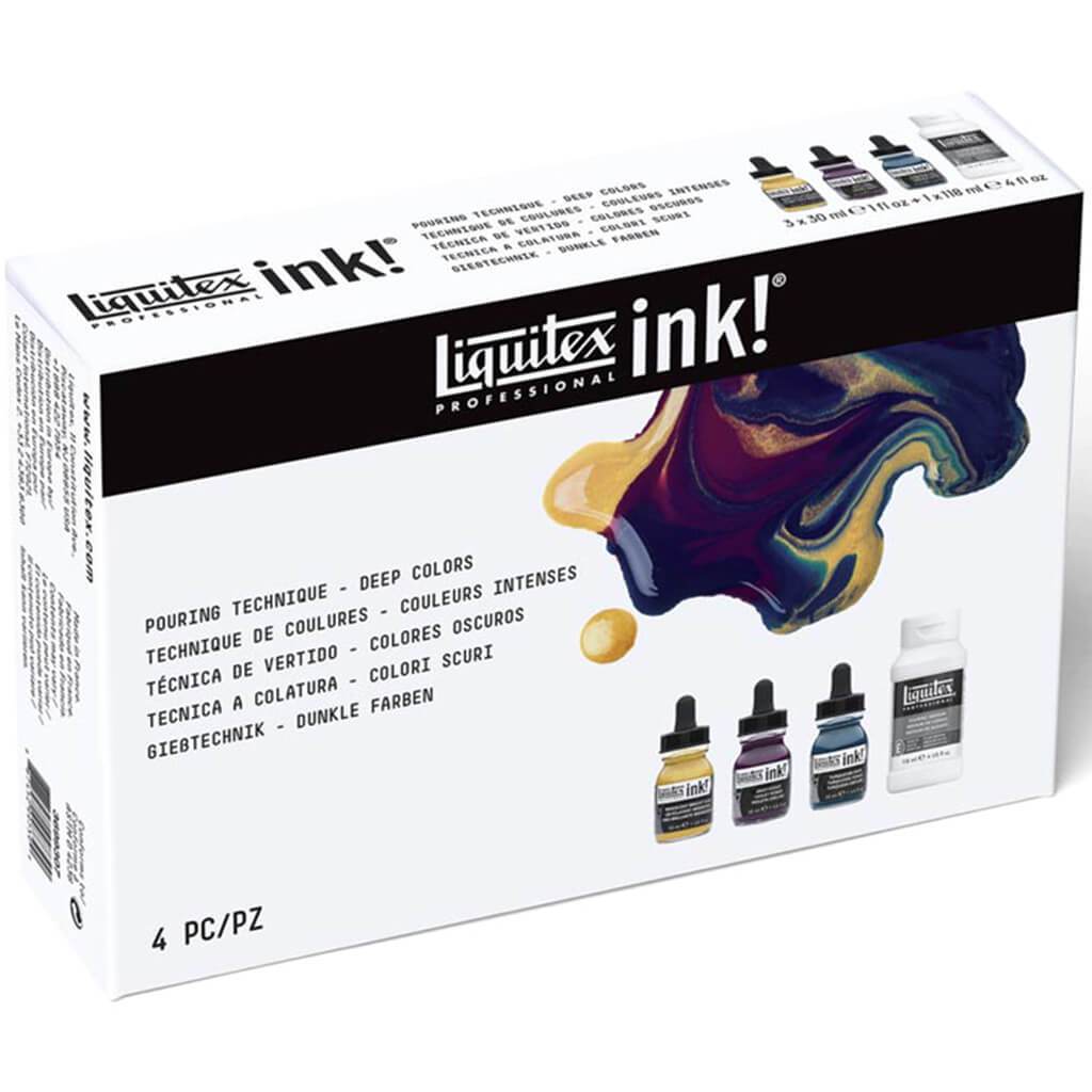 Professional Ink Pouring Technique Deep Colors 4pc Set