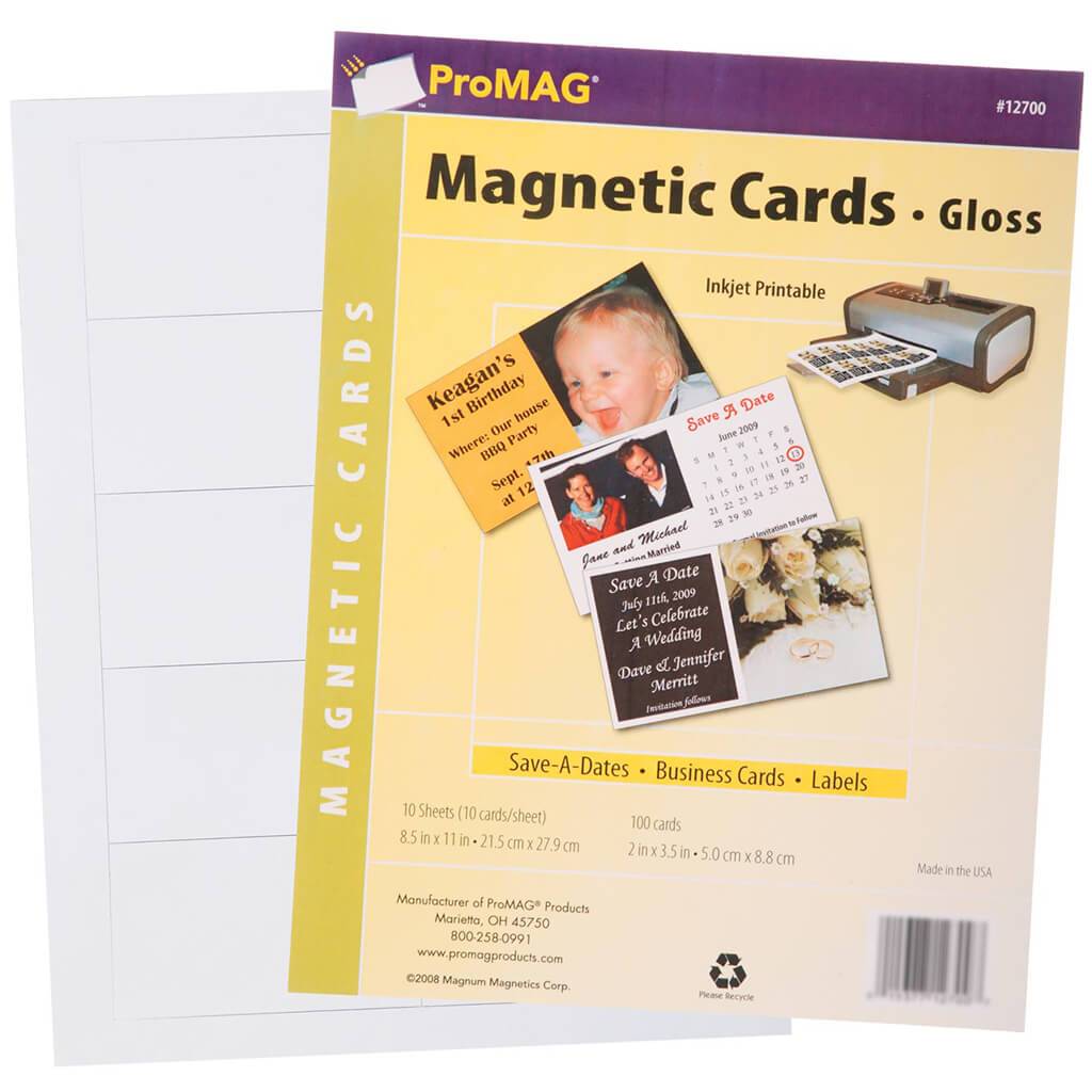 Magnetic Card Glossy Finish Inkjet Printable 8.5in x 11in 10 Sheets