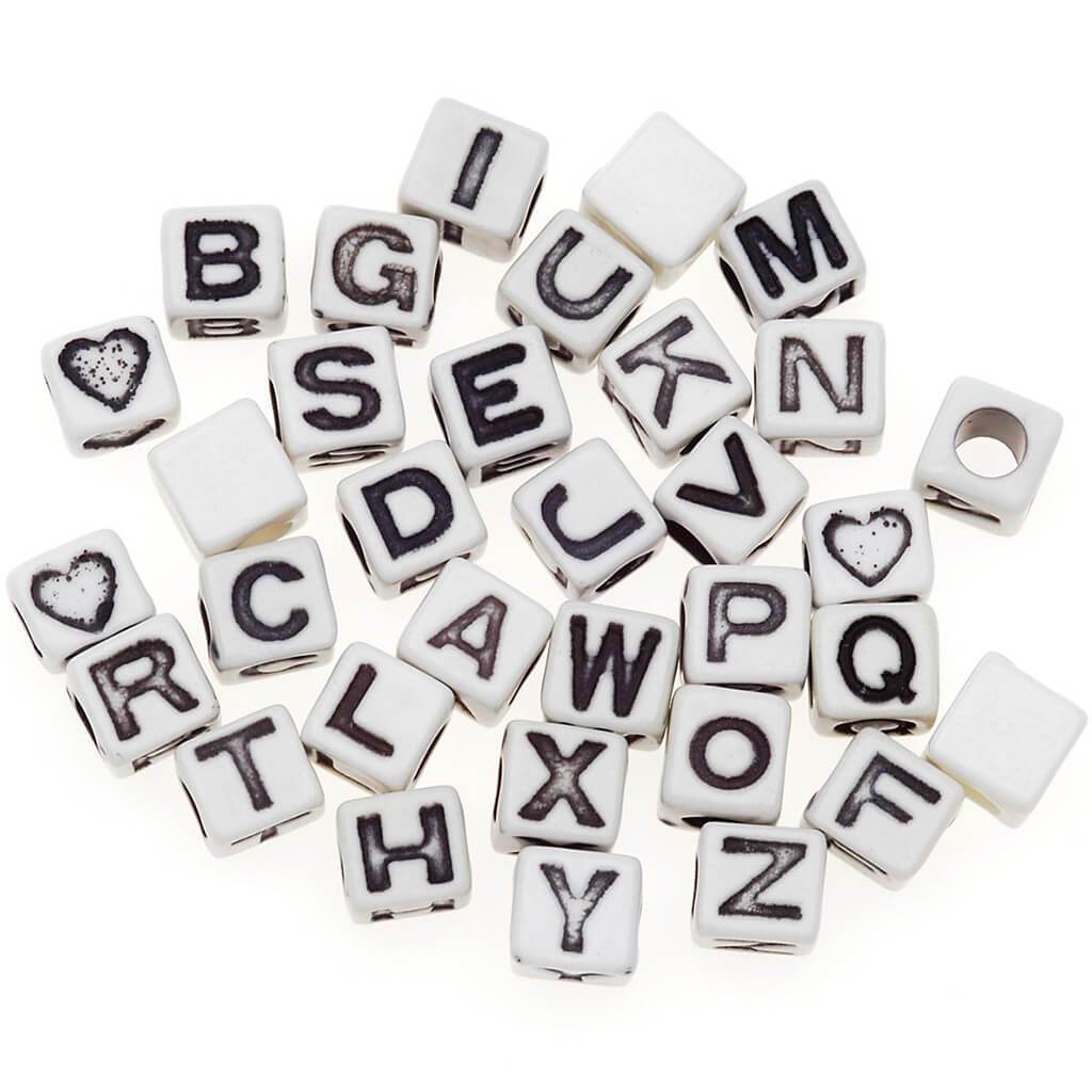 Alphabet Beads White Dice