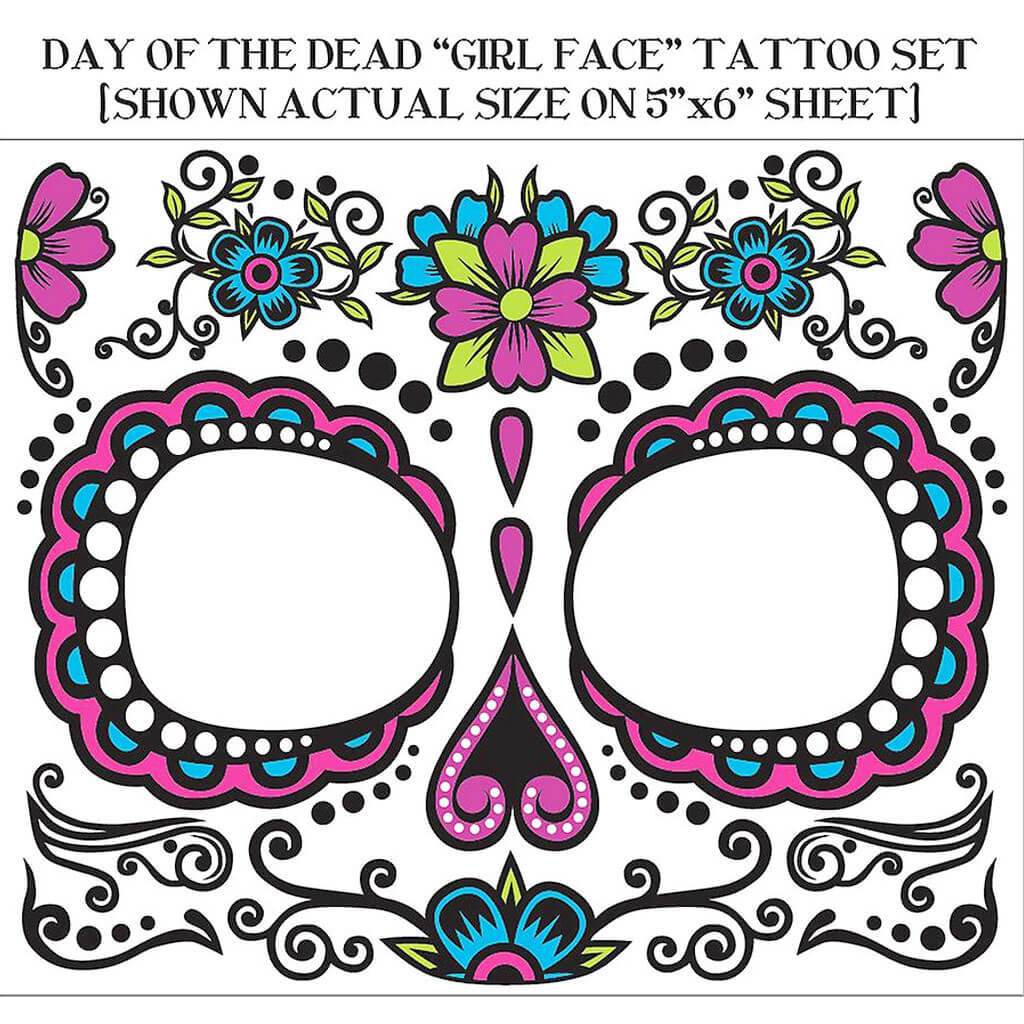 Day of The Dead Face Temporary Tattoo