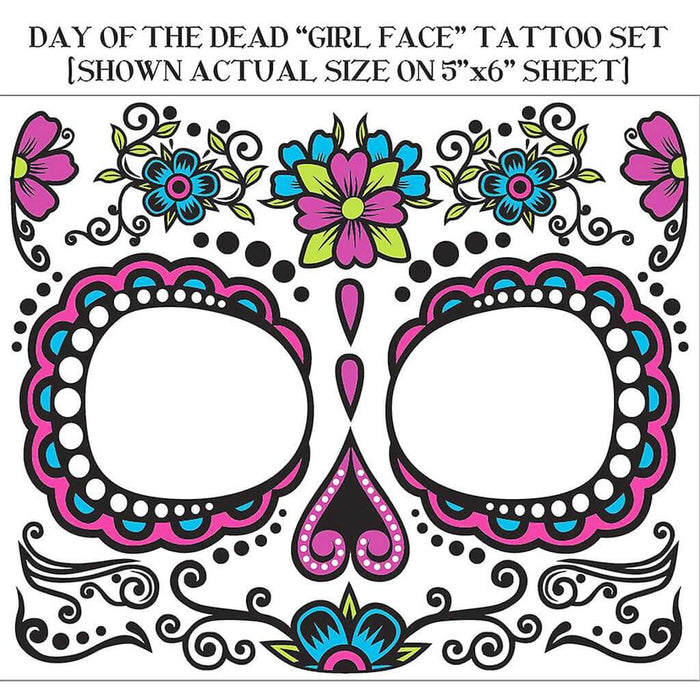 Day of The Dead Face Temporary Tattoo
