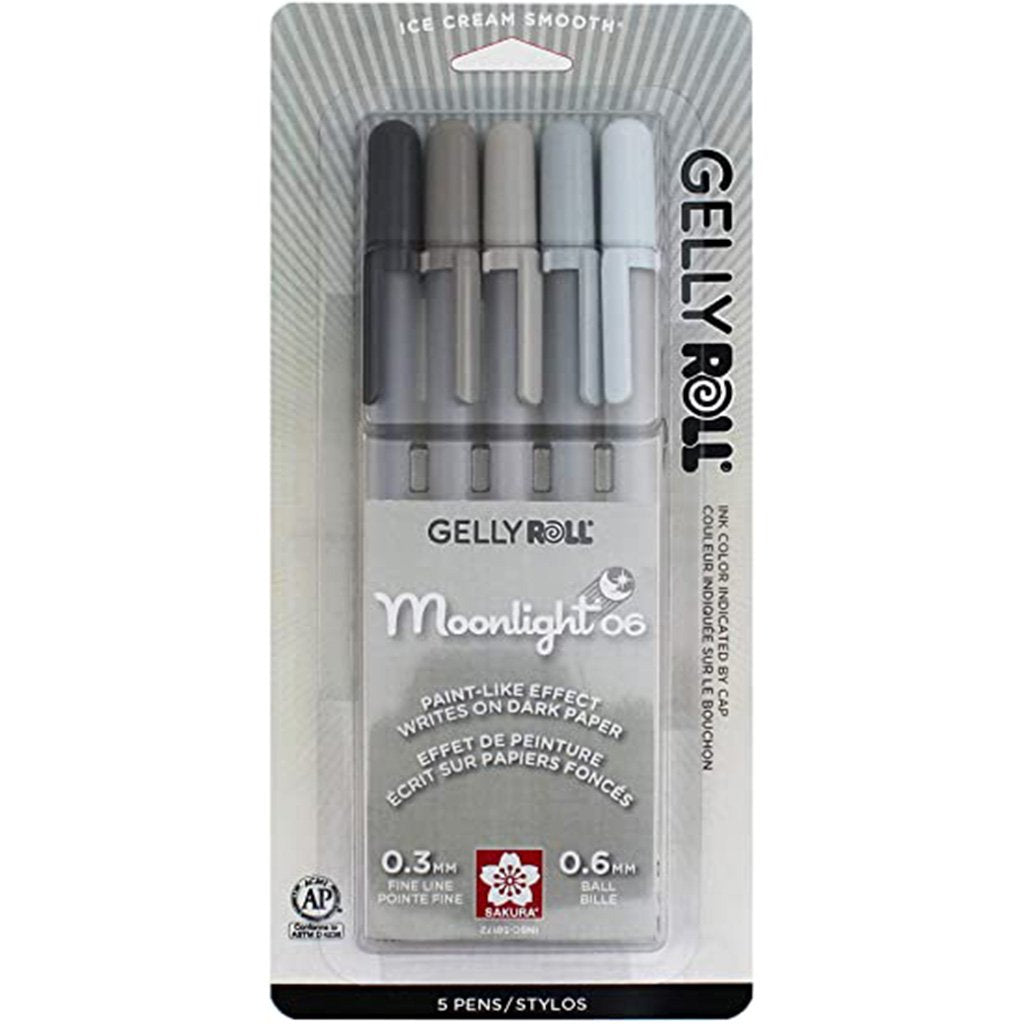 Gelly Roll Moonlight Fine Pen Set 5 Color Gray