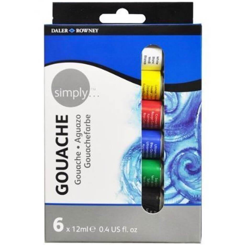 Simply Gouache Paint Set of 6 x 12ml