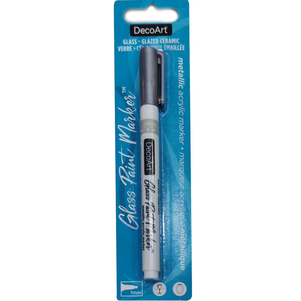 DecoArt Glass Paint Marker 1mm Metallic Silver