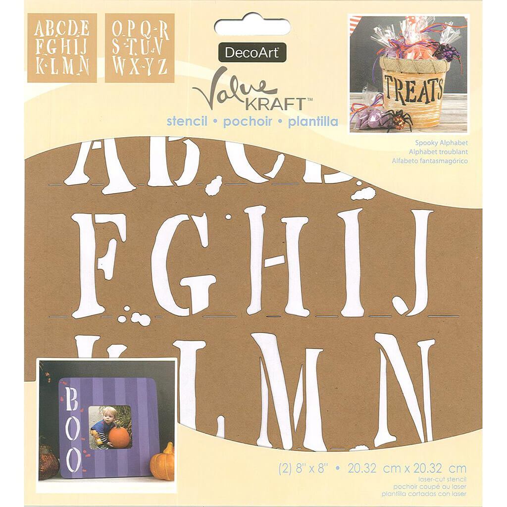 Stencil Value Kraft 8in x 8in Halloween Spooky Alphabet