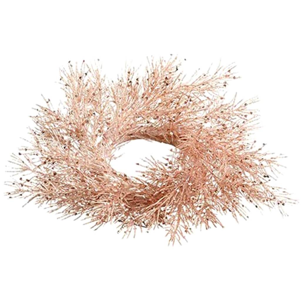 Glittered German Pine Candle Ring Rose Gold 3in