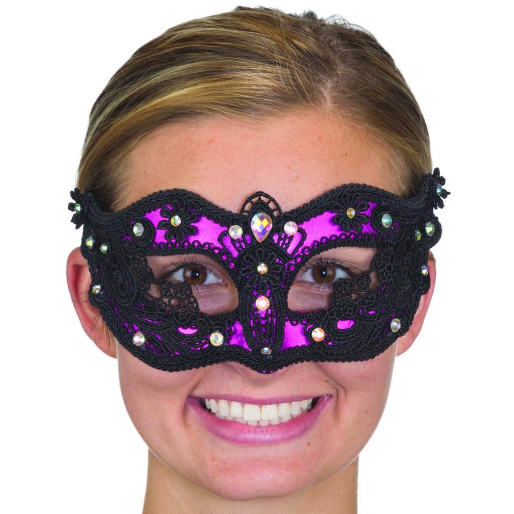 Purple Jeweled Lace Mask