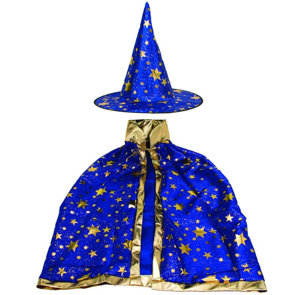 Blue/Gold Wizard Hat &amp; Cape