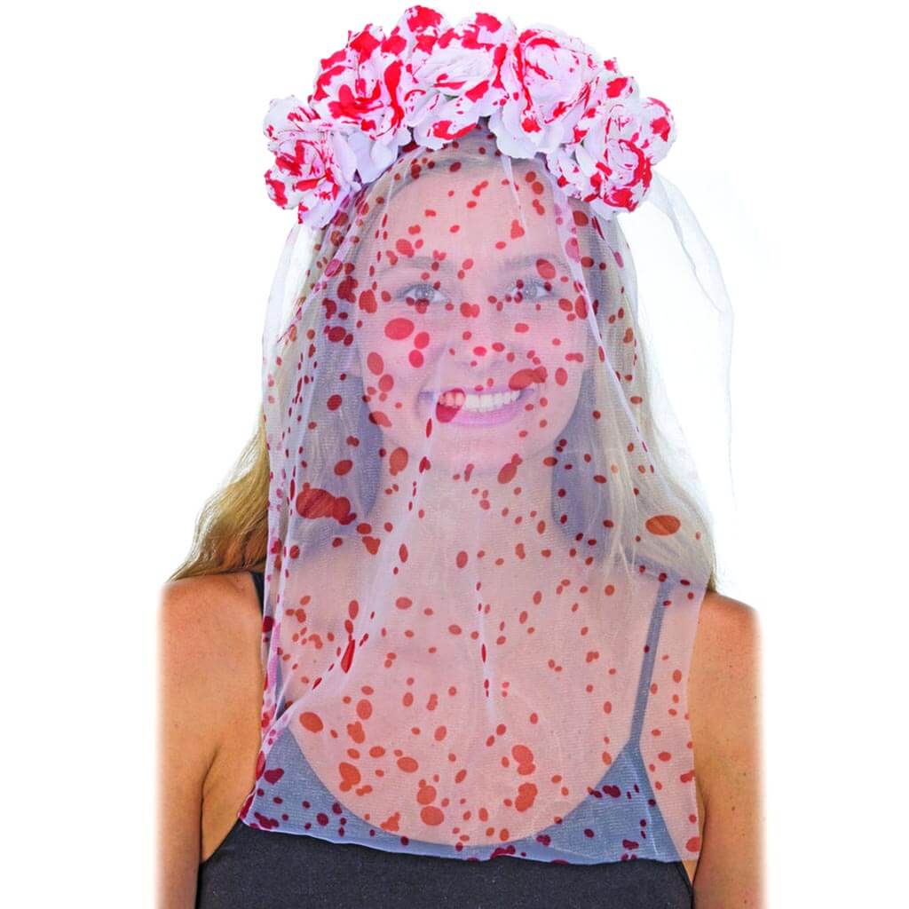 Bloody Flower Headband with Veil